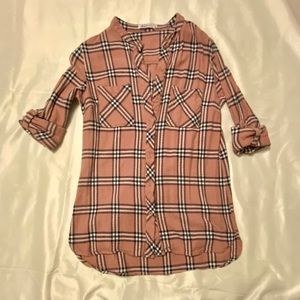 Women’s Justfab Pink Plaid Button Down